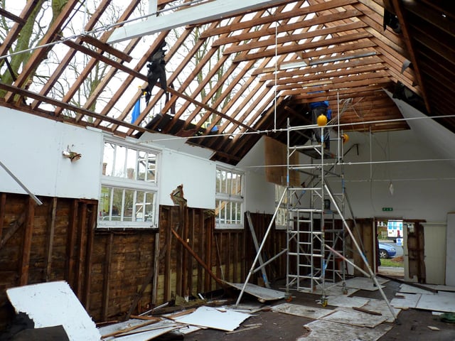 Demolition of St Nicholas Hall on February 14, 2012, to make way for Arundel Museum to be built on the site