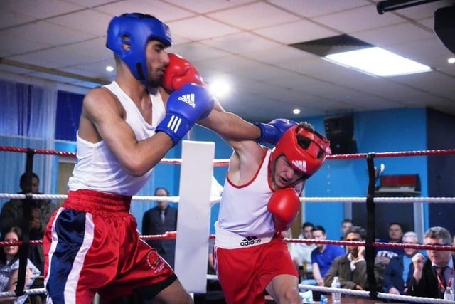 Action from Crawley's junior boxing squad at their annual blockbuster at the Goffs Park Social Club on Sunday. Picture by Max Spanner Photography