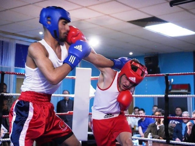 Action from Crawley's junior boxing squad at their annual blockbuster at the Goffs Park Social Club on Sunday. Picture by Max Spanner Photography