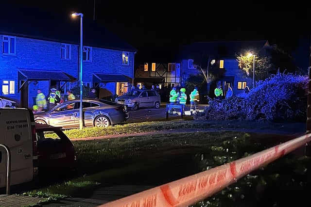 Seaford road blocked after car crashes into parked vehicles