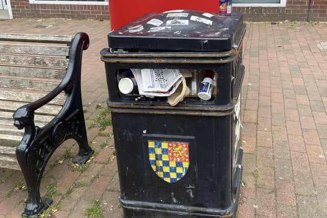 Residents in Lewes have been left appalled by the sight of their town centre being covered in rubbish from overflowing bins.