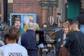 James Corden and Ruth Jones filming in Lewes. Photo: LDC