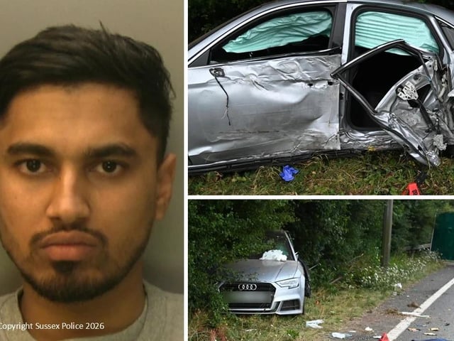 After a fatal high-speed collision near the village of Warninglid, West Sussex, a man has been sentenced. On August 10, 2024, just after 10pm, Arafath Ahmed was driving with passengers on the A23 Southbound at excess speeds, with highs of 129mph. At a bend in the road, Ahmed lost control of the silver Audi he was driving. He veered from the carriageway, colliding with a lamp post, and a nearby verge. In the chaos, one rear seat passenger, identified as Mohammed Morshed, was thrown from the vehicle and trapped under the wreckage. Despite the attempts of emergency services, Mohammed died as a result of his injuries a short while later. Nitrous oxide cannisters and balloons were found in the vehicle, with one balloon subsequently testing positive for traces of Ahmed's DNA. In an examination of the collision site and of data extracted from the vehicle, it was found that seconds before losing control, the car had reached speeds of almost 130mph. Ahmed was arrested at the scene, and taken to custody. He was later released under investigation while a series of enquiries took place. On December 1, 2025, Arafath Ahmed, 27, of Croydon Road, Plaistow, London, was charged with causing death by dangerous driving. The following month on January 7, he appeared at Crawley Magistrates' Court to answer the charge. Ahmed entered a guilty plea at a hearing on April 15, and was bailed ahead of his sentencing. On June 29, Ahmed was sentenced at Hove Crown Court to nine years and six months in prison. He was also disqualified from driving for 12 years and 10 months.