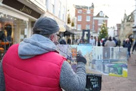 Art in motion: Darren Patrick O’Mally capturing the small details of the high streets of Chichester.