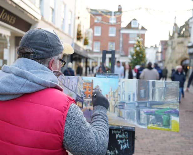 Art in motion: Darren Patrick O’Mally capturing the small details of the high streets of Chichester.