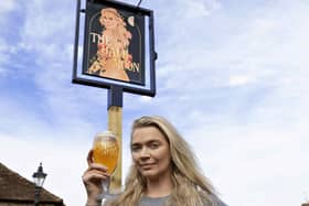 Model-turned-publican Jodie Kidd outside her pub - the Half Moon at Kirdford
