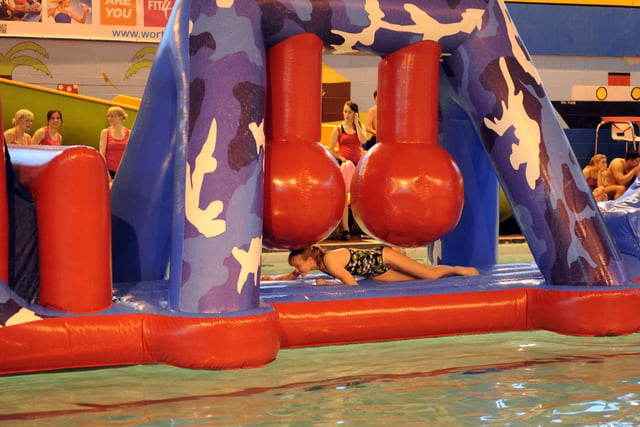 It's a Knockout competition during the last swim and plug pulling at the Aquarena in Worthing in April 2013
