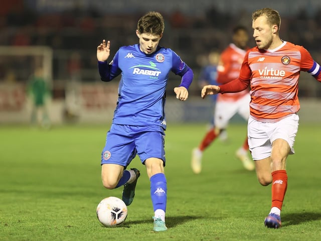 Action from Worthing's 7-2 defeat at Ebbsfleet United in the National League South