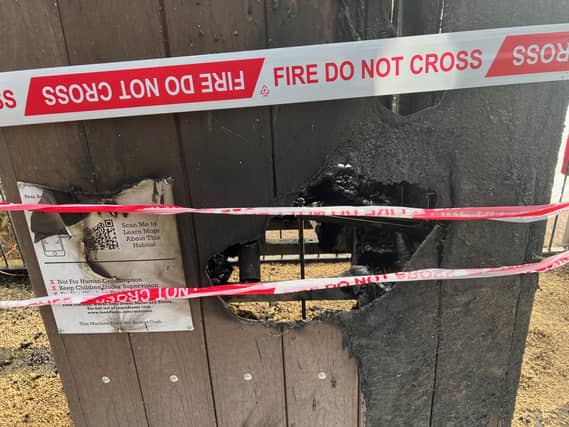 A fire involving a newly installed food dispenser at Brooklands Park in Worthing is believed to have been started deliberately.