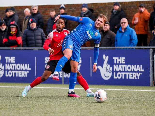 Action from Eastbourne Borough's 2-0 home loss to Worthing in National South