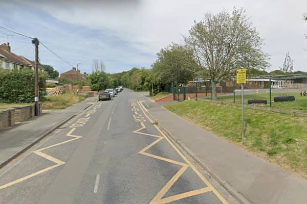 The current School Keep Clear markings on both sides of Arundel Road will be replaced with white zigzag markings for the new crossing. Picture: Google Maps