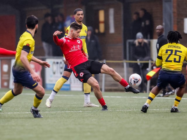 Action from Eastbourne Borough's 2-0 National League South win at home to Farnborough at Priory Lane