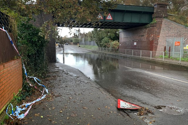 Notorious flood area in Westcourt Drive, Bexhill, on November 9 2023.