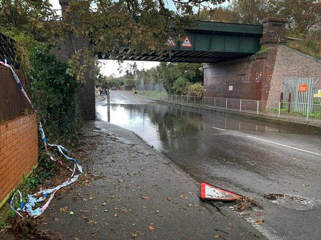Notorious flood area in Westcourt Drive, Bexhill, on November 9 2023.