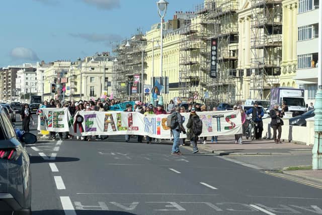 The 'emergency demo' was announced by Brighton Says Yes. Photo: Eddie Mitchell