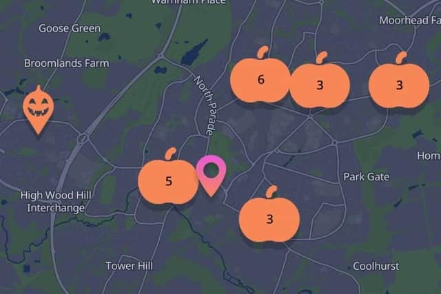 Trick or treat map, Horsham. Picture courtesy of trickortreatmap.com