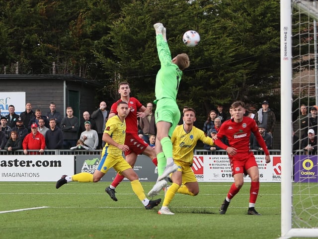 Action from Worthing FC's 1-1 draw with Taunton Town in National League South