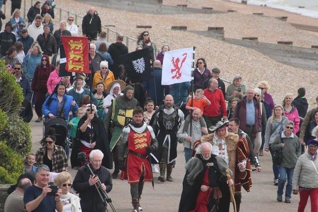 A colourful medieval-themed event to celebrate Charles III’s Coronation took place in Bexhill. The event featured fighting knights in the arena to find the King's champion; living history groups with authentic and educational encampments,; Morris dancing and comedy shows with a jester. One of the highlights was the King’s Procession, headed by drummers with flags and banners escorting the King and bringing the knights to the arena.