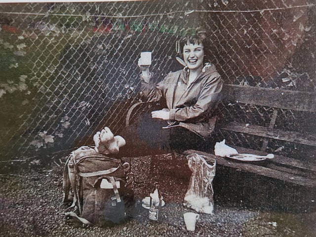 Stopping for a picnic by the roadside in 1960