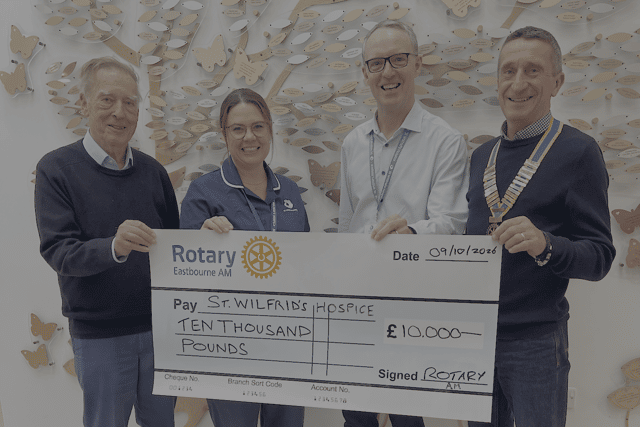 From left: Martin Wellings, Event Organiser; Danielle Curtis, Community Nurse Specialist; Colin Twomey CEO; James Hookway, President of the Rotary Club of Eastbourne AM. Photo: contributed