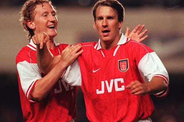 Ray Parlour and Paul Merson as Arsenal teammates.