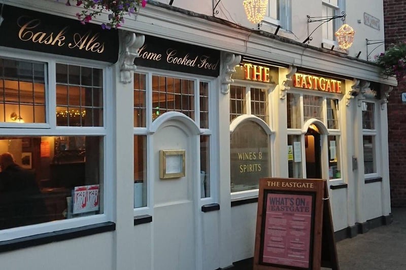 Next is The Eastgate. This pub has 4 .5 stars but has a total of 68 reviews. It's located at 4, The Hornet, Chichester.