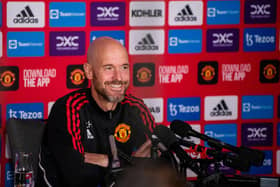 Manager Erik ten Hag of Manchester United speaks during a press conference at Optus Stadium on July 22, 2022 in Perth, Australia. (Photo by Ash Donelon/Manchester United via Getty Images)