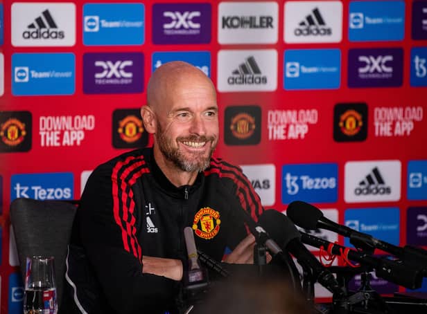 Manager Erik ten Hag of Manchester United speaks during a press conference at Optus Stadium on July 22, 2022 in Perth, Australia. (Photo by Ash Donelon/Manchester United via Getty Images)