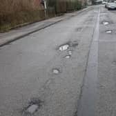 Potholes in Orchard Road, Horsham. Picture courtesy of Kathryn Craig