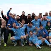 Hastings United celebrate the 2021-22 title - Picture by Scott White