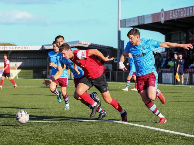 Action from Eastbourne Borough v Weymouth in the National League South:Eastbourne Borough v Weymouth