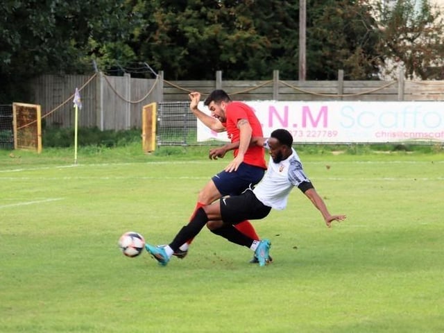 Action from Pagham v Eastbourne United in the FA Vase