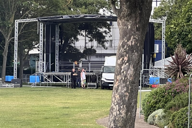 The Worthing Pride 2023 stage is in place in Steyne Gardens, Worthing
