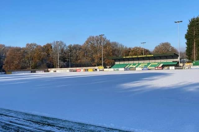 A Horsham FC picture of their ground in the snow, taken on Monday