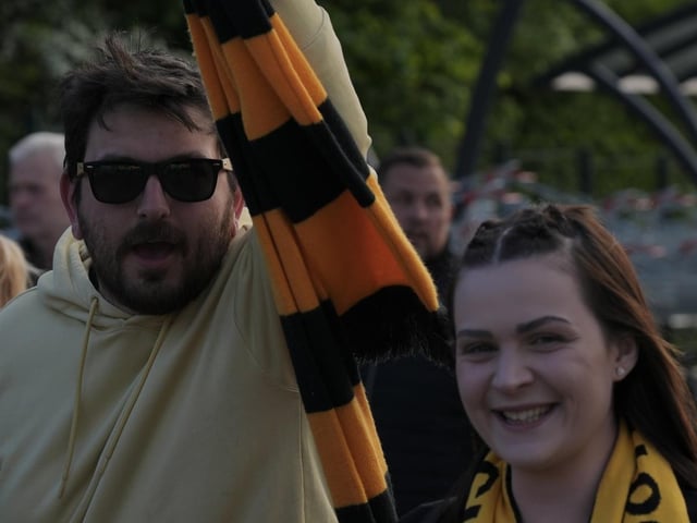 Littlehampton Town and their fans at the Sussex Transport Senior Cup final at the Amex Stadium