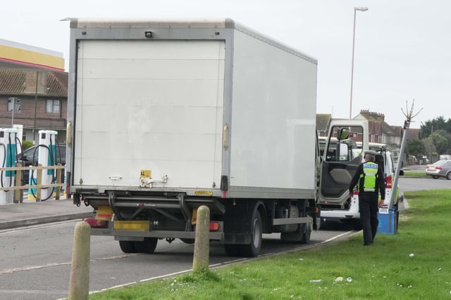 Several vehicles with ‘defects’ were stopped during a policing operation on the A259, at the Saltings roundabout in Shoreham-by-Sea
