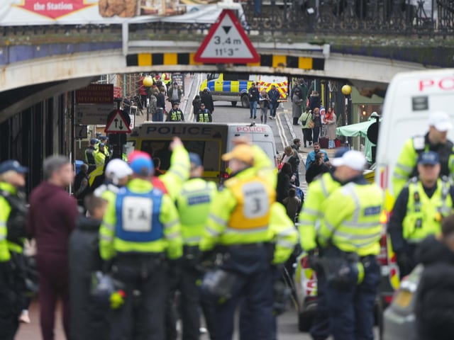 Brighton is swarming with police officers ahead of a Premier League match between Albion and Crystal Palace
