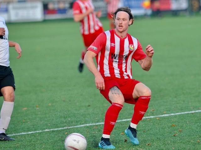 Action from Steyning Town v Eastbourne United. Picture by Stephen Goodger