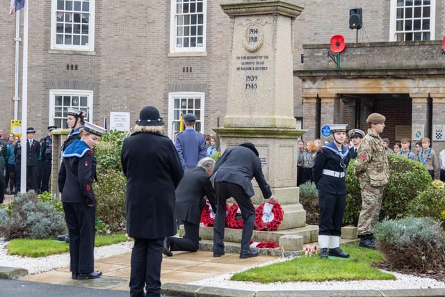 Wreaths are laid at the war memorial