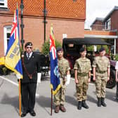 High Sheriff of West Sussex James Whitmore with TS Vanguard and the RBL Shoreham standard