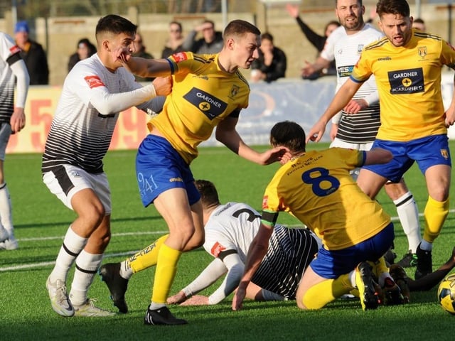 Action, celebration and crowd pictures from Lancing v Littlehampton Town at Culver Road