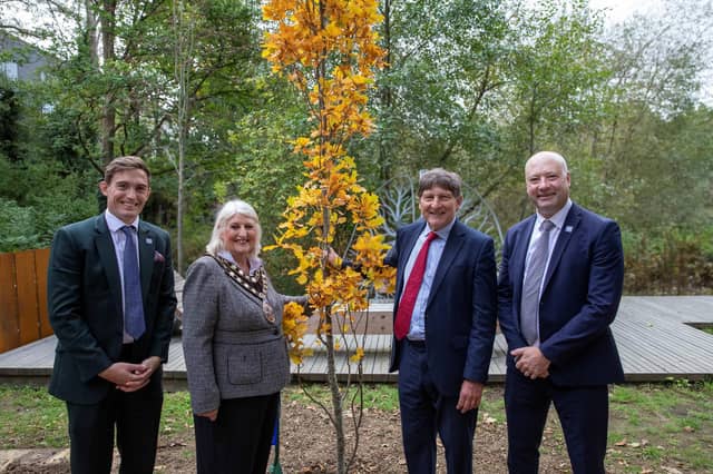 To honour Vent-Axia's 90th anniversary, a Fastigiate Oak was planted by the Vice Lord-Lieutenant of West Sussex, John Barclay, DL. From left: Joe Brawn, product and marketing director at Vent-Axia; the Mayor of Crawley, Councillor Marion Ayling; the Vice Lord-Lieutenant of West Sussex, John Barclay, DL; and Graham Sanders, managing director at Vent-Axia