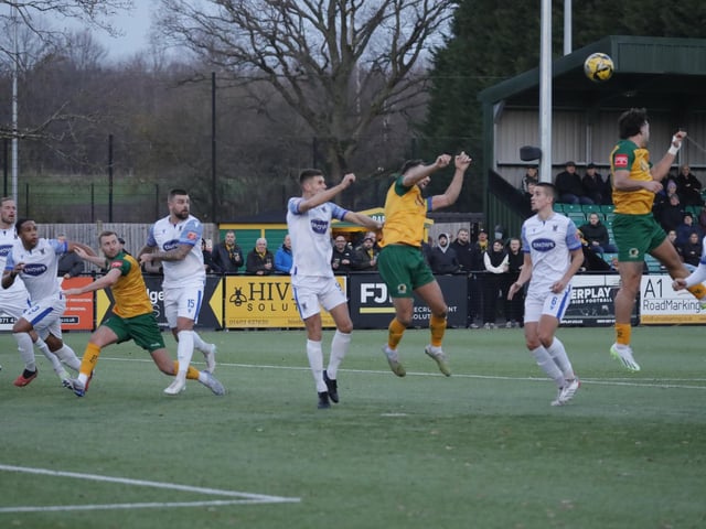 FA Trophy action between Horsham and AFC Totton
