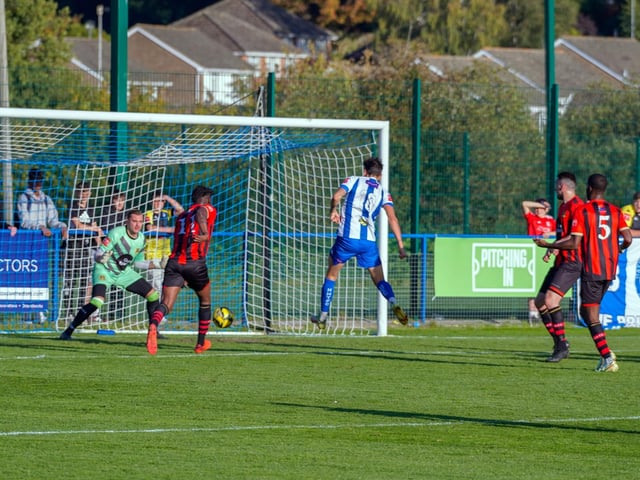 Action from the Haywards Heath Town v Sittingbourne clash in the Isthmian south east division