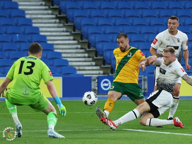 James Hammond’s majestic 95th minute free-kick clinched Horsham FC’s first league and Sussex Transport Senior Cup double in the club’s history.