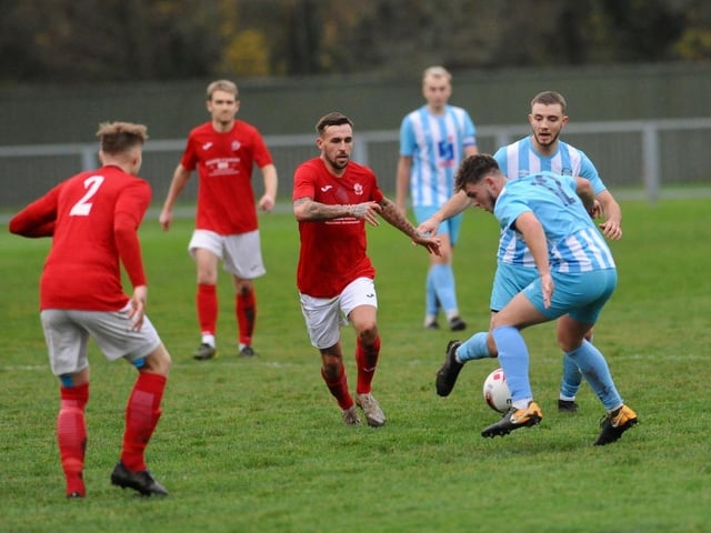 Action from Arundel FC's 2-1 win at home to Worthing United in the SCFL division one