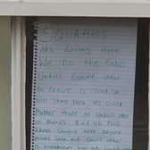 A photo of the hand-written note was posted on Facebook on New Year’s Day, generating a large number of responses.