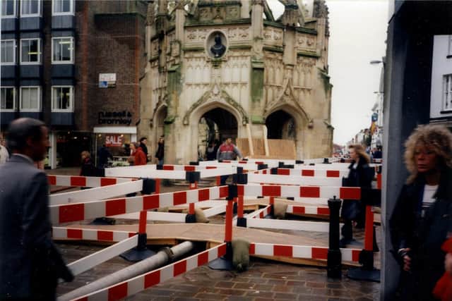 A network of pipes ran through the city – seen here at the Market Cross