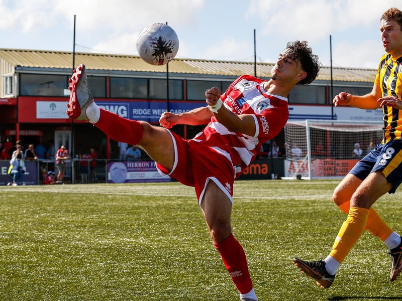 Action from Bath City's 2-1 win at Eastbourne Borough