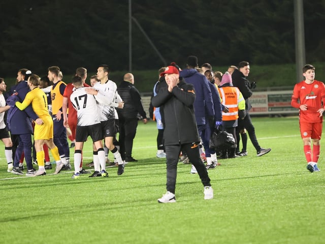 Action from Worthing's 3-1 home loss to Weymouth in National League South